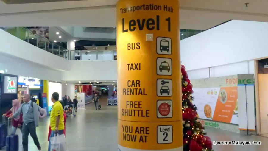 how to go klia2 from klia transportation hub sign
