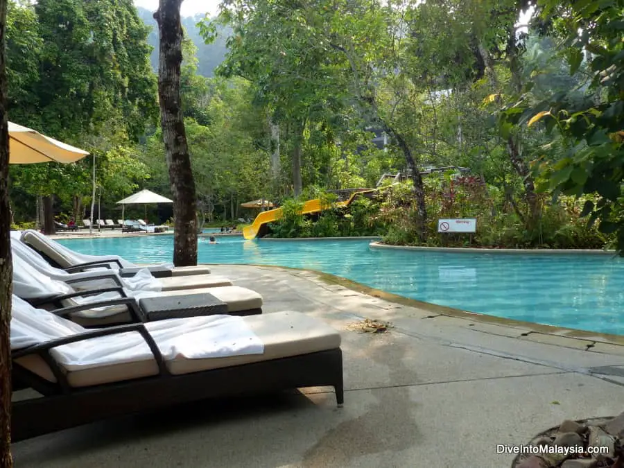The pool area at The Andaman Langkawi