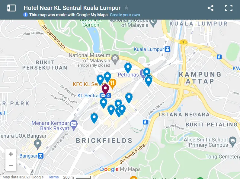 Hotel Near KL Sentral Kuala Lumpur map
