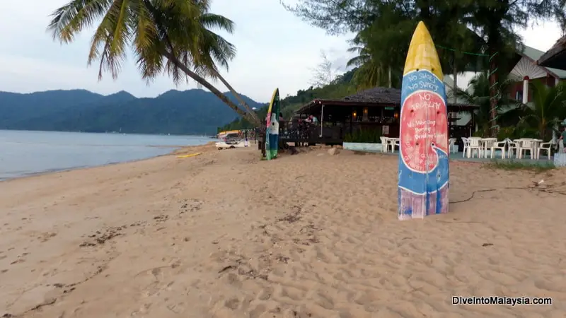 Beach Bar and beach at Berjaya Tioman