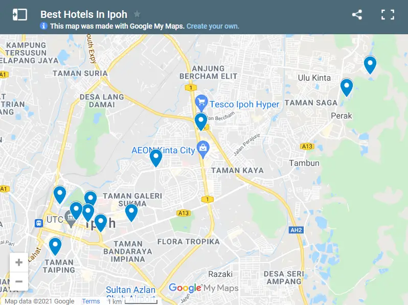Best Hotels In Ipoh map