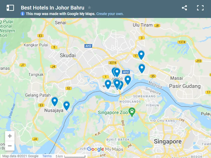 Best Hotels In Johor Bahru map