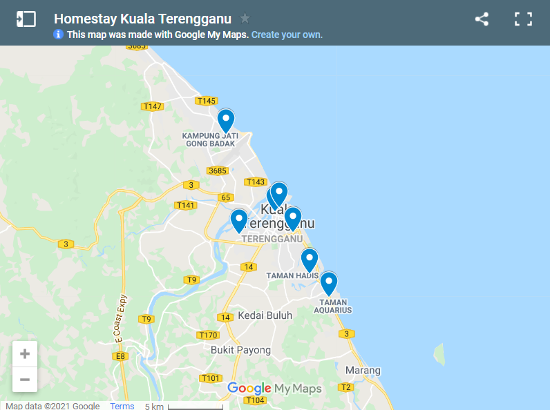 Homestay Kuala Terengganu map