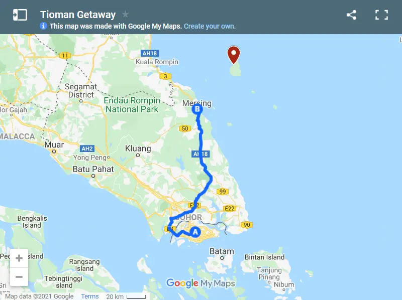 Tioman Getaway map