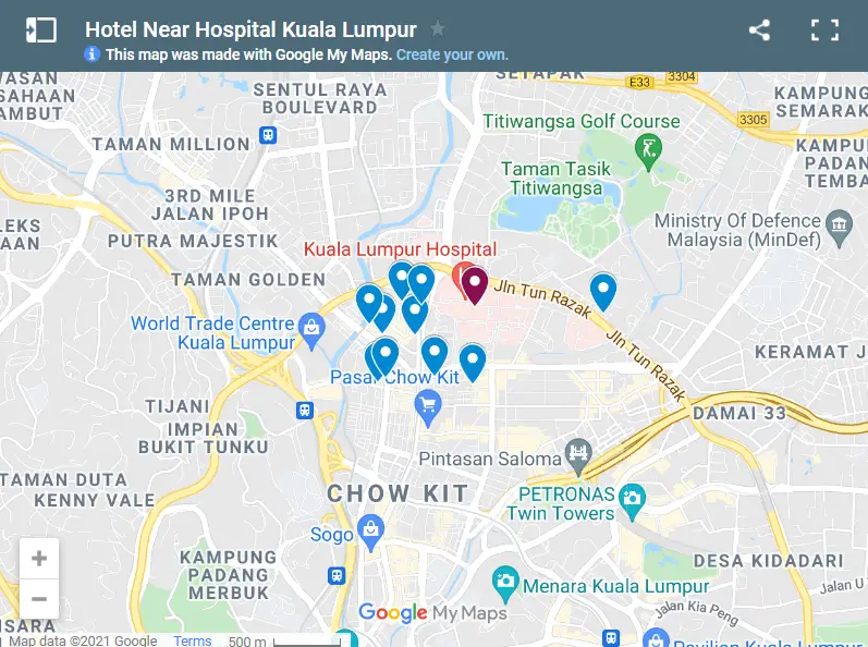 Hotel Near Hospital Kuala Lumpur map