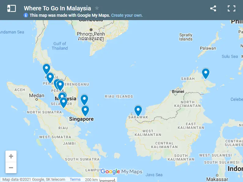 Short Getaway In Malaysia map