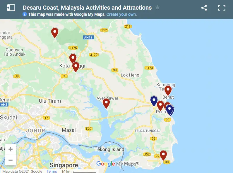 What To Do In Desaru Coast, Malaysia map