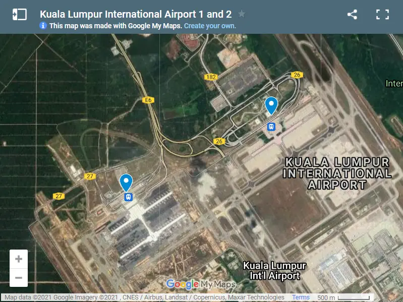 Kuala Lumpur International Airport 1 and 2 map