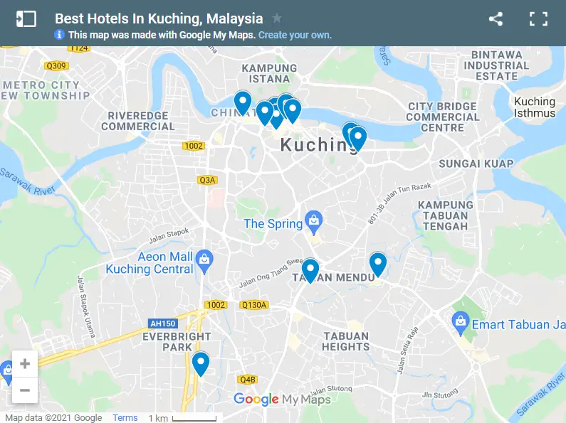 Best Hotels In Kuching Malaysia map