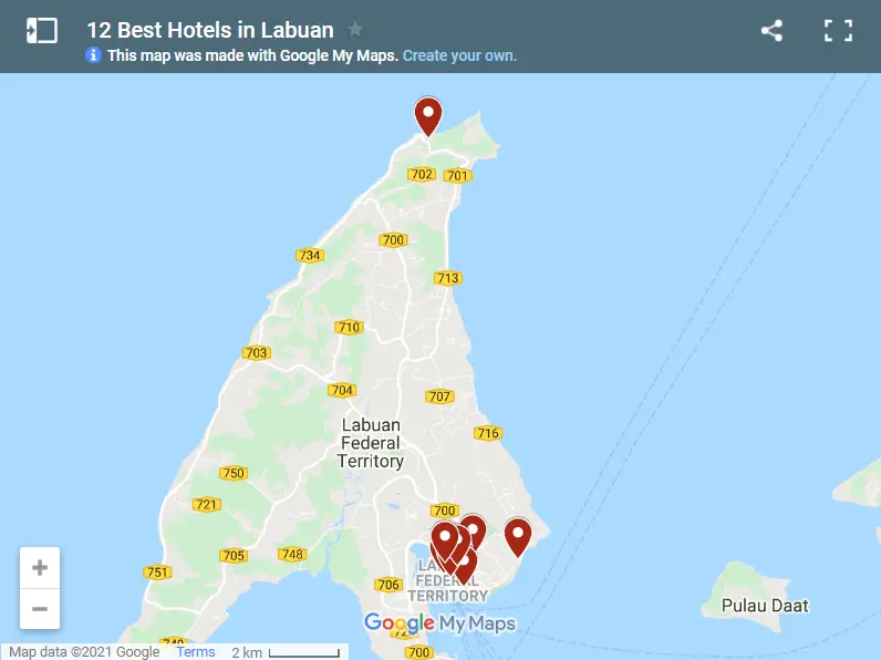 Best Hotels in Labuan map