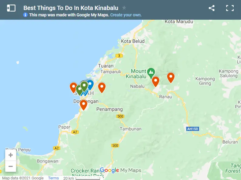 Best Things To Do In Kota Kinabalu map