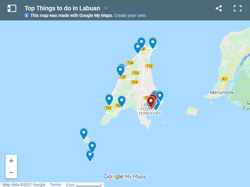 Top Things to do in Labuan map