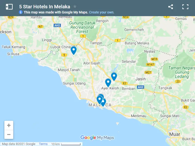 5 Star Hotel In Melaka map