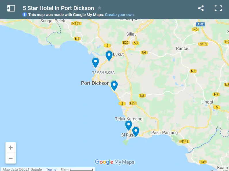 5 Star Hotel In Port Dickson map