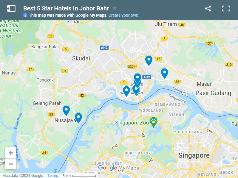 Best 5 Star Hotel In Johor Bahru map