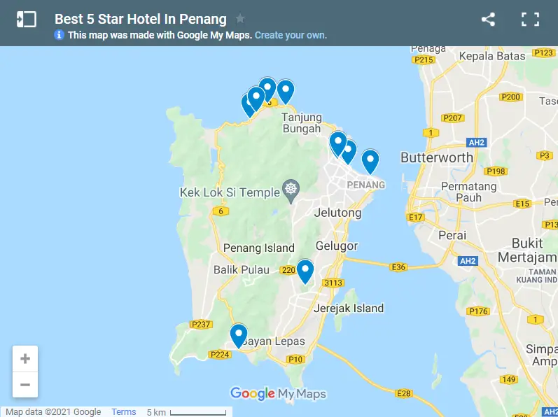 Best 5 Star Hotel In Penang map
