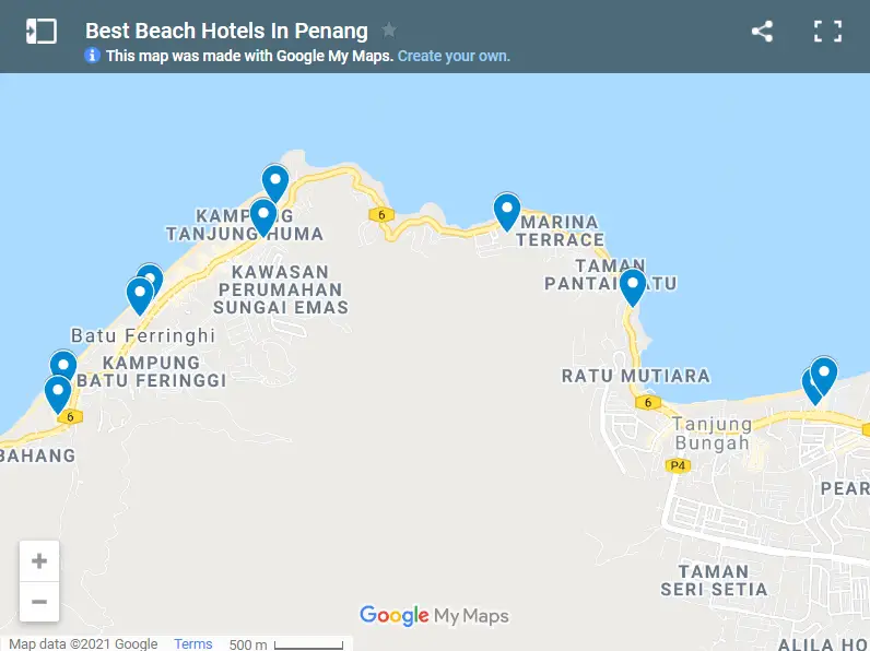 Best Beach Hotels In Penang map