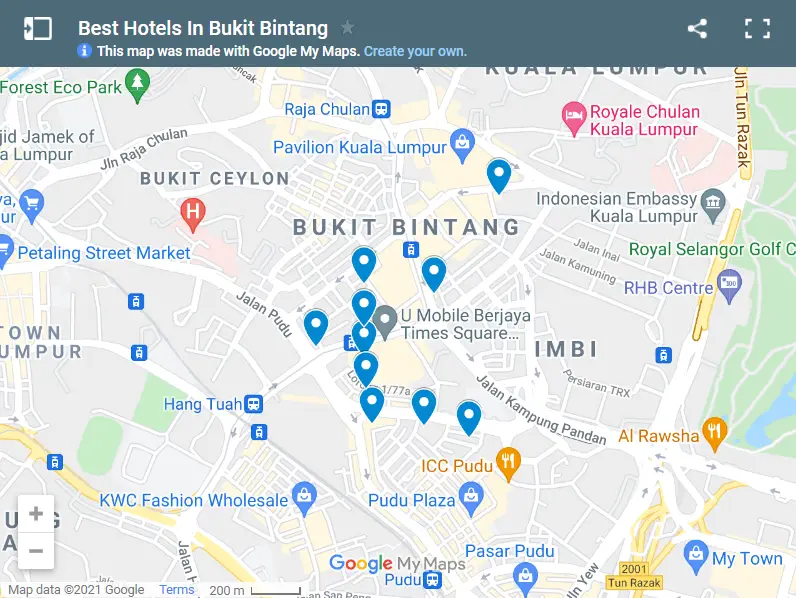 Best Hotels In Bukit Bintang map