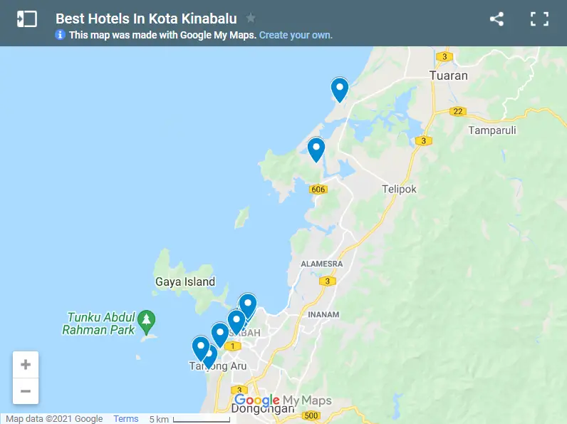 Best Hotels In Kota Kinabalu map