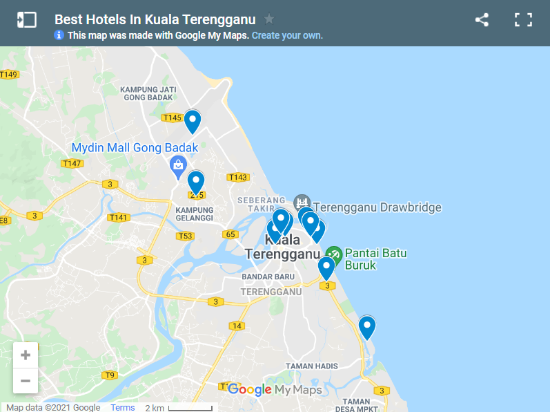 Best Hotels In Kuala Terengganu map