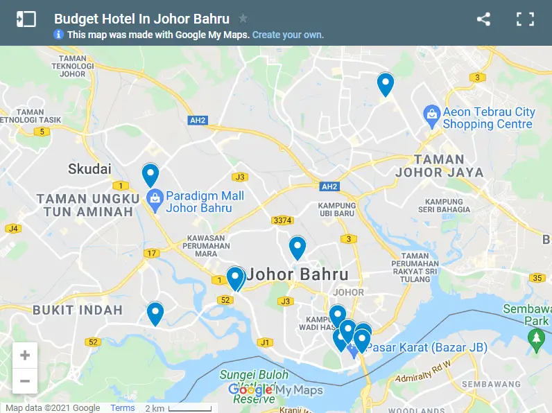 Budget Hotel In Johor Bahru map
