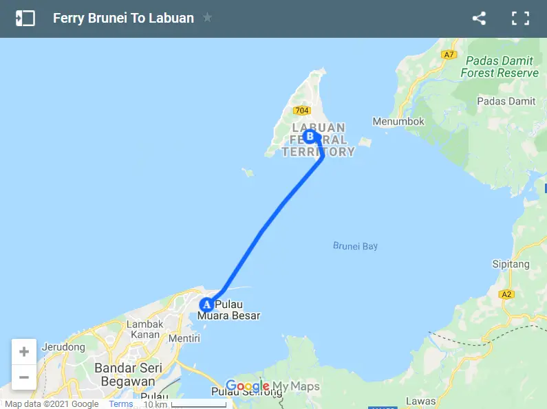 Ferry Brunei To Labuan map