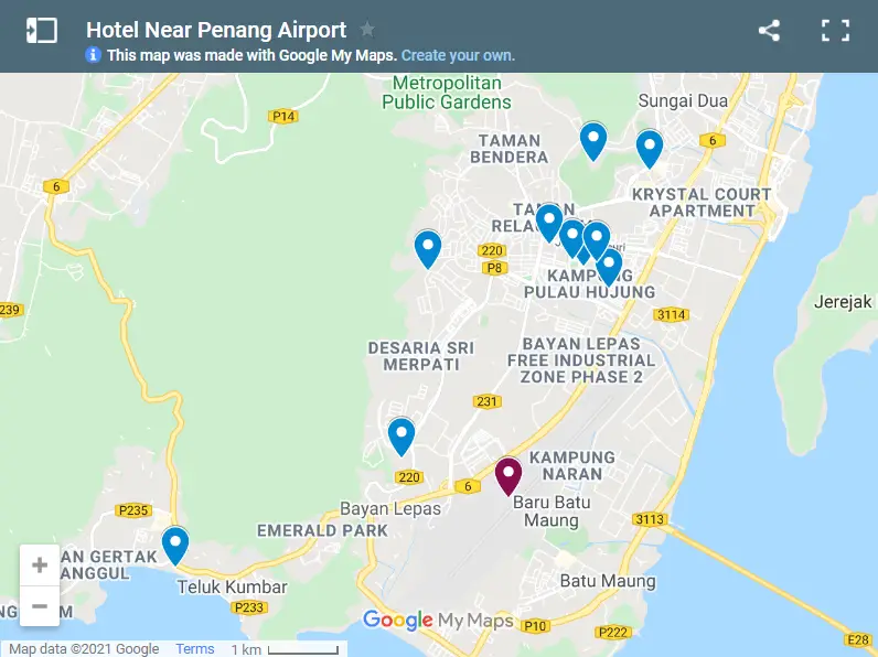 Hotel Near Penang Airport map