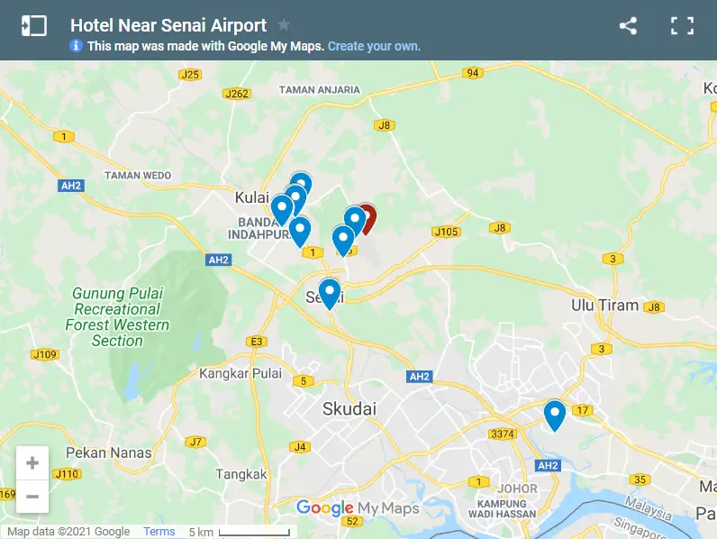 Hotel Near Senai Airport map