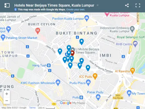 Hotels Near Berjaya Times Square Kuala Lumpur Map 510x382 