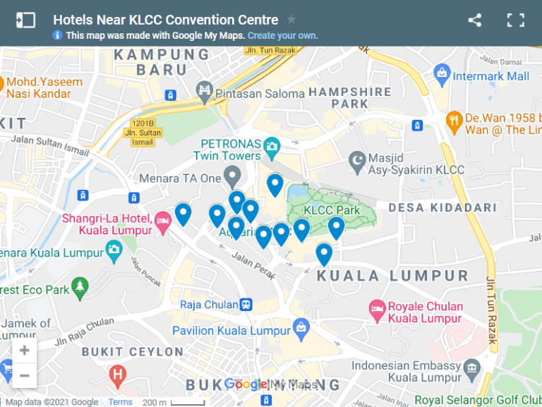 Hotels Near KLCC Convention Centre Map 768x577 