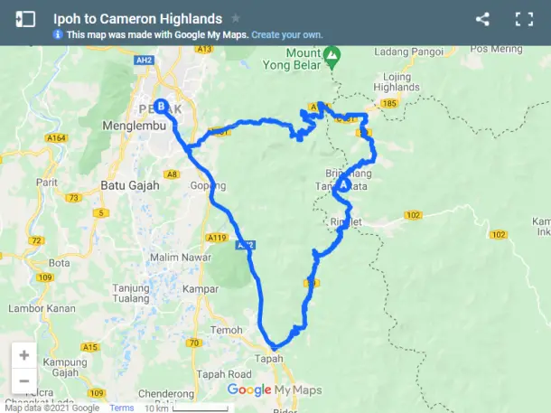 EXACTLY How To Go From Ipoh To Cameron Highlands 2024 Dive Into   Ipoh To Cameron Highlands Map 610x457 