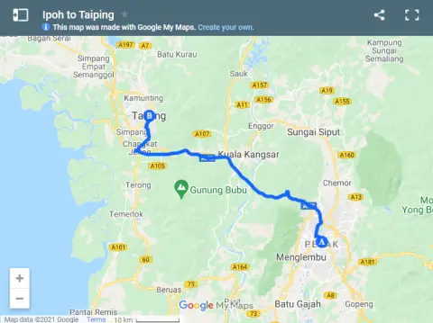 Ipoh To Taiping Map 480x359 