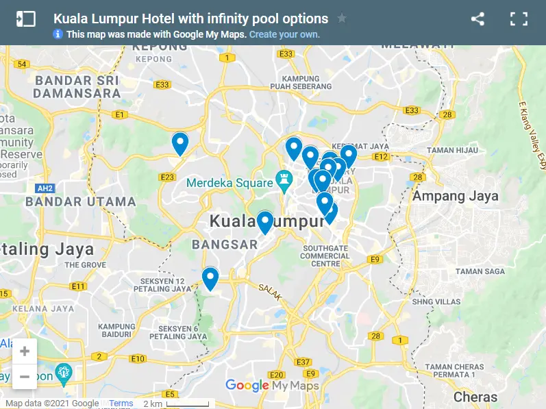 Kuala Lumpur Hotel infinity pool map