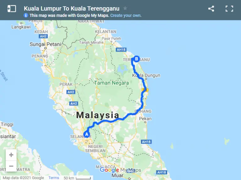 EXACTLY How To Go From Kuala Lumpur To Kuala Terengganu 2024 Dive   Kuala Lumpur To Kuala Terengganu Map 768x575 