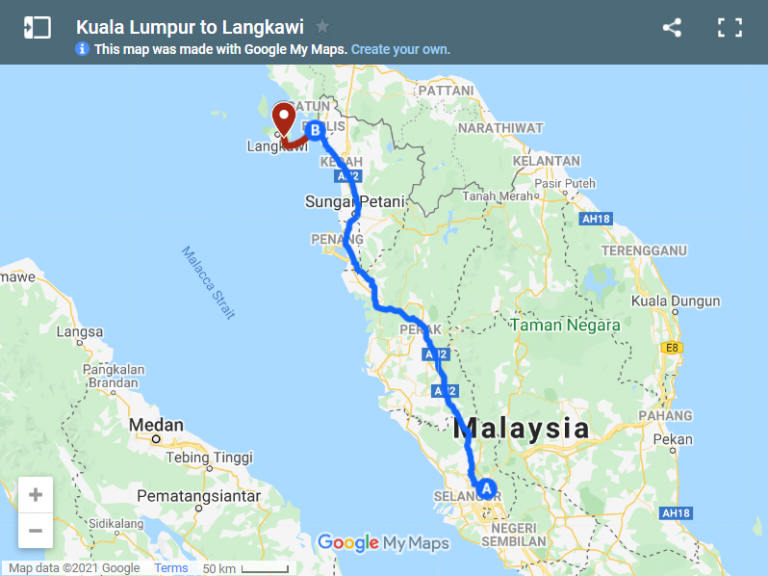 Kuala Lumpur To Langkawi Map 768x576 