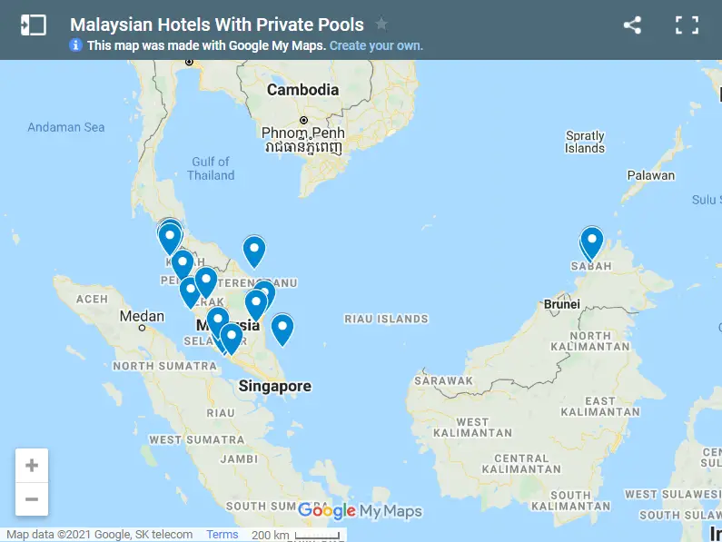 Malaysian Hotels With Private Pools map
