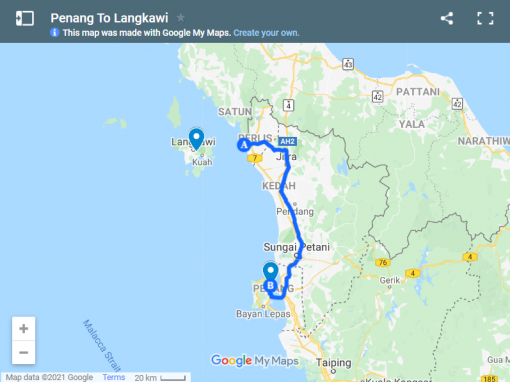 Penang To Langkawi Map 510x382 