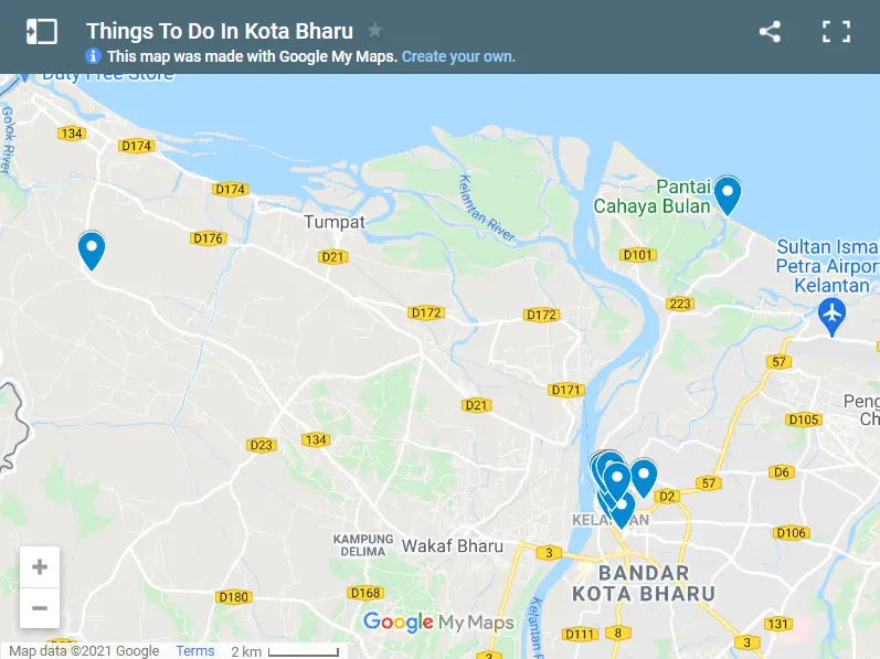 Things To Do In Kota Bharu map