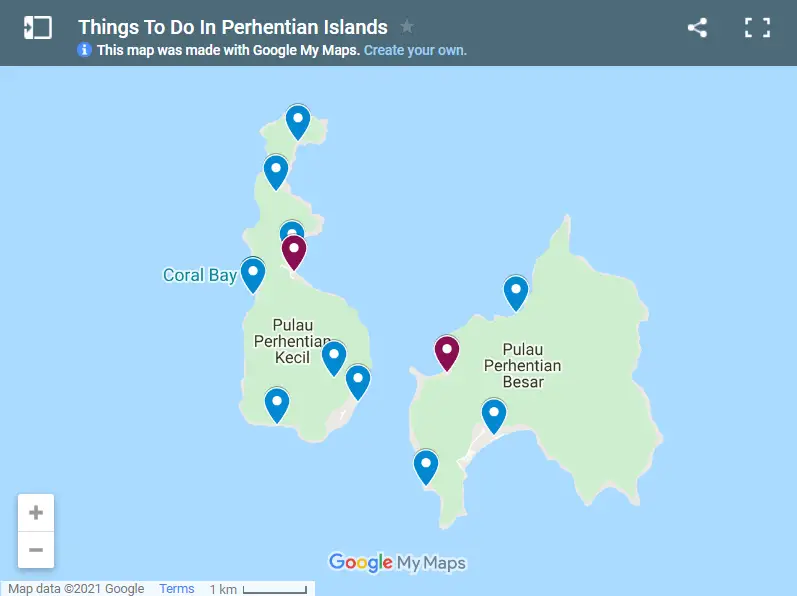 Things To Do In Perhentian Islands map