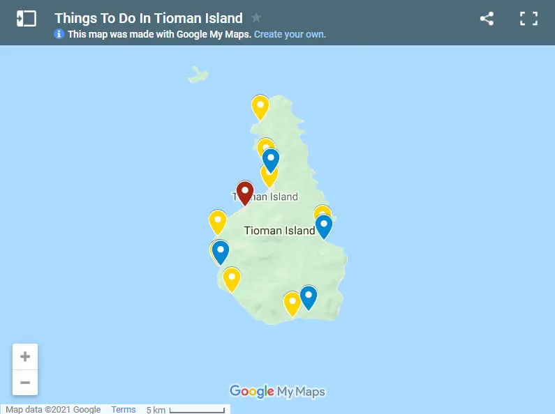Things To Do In Tioman Island map