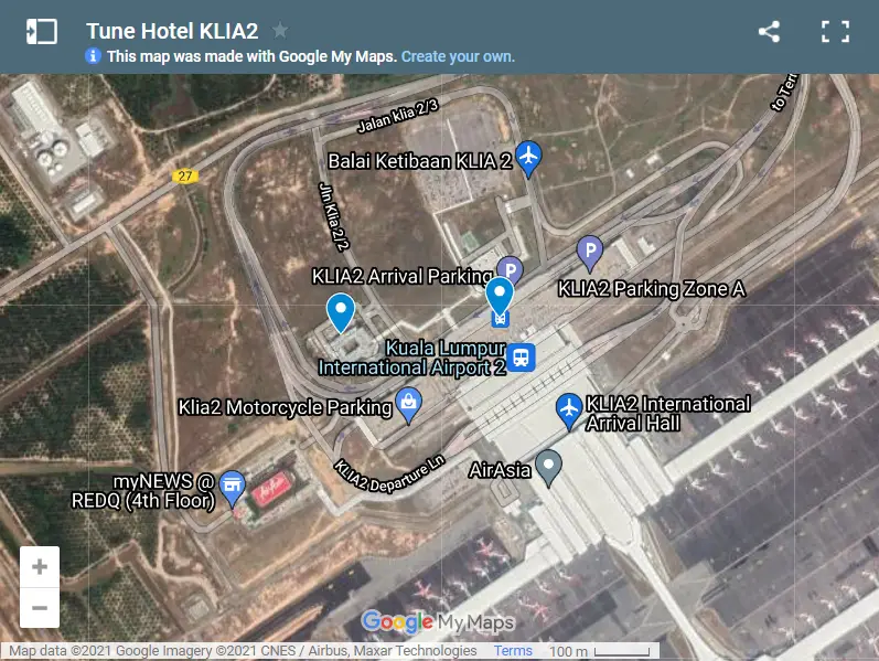 Tune Hotel KLIA2 map