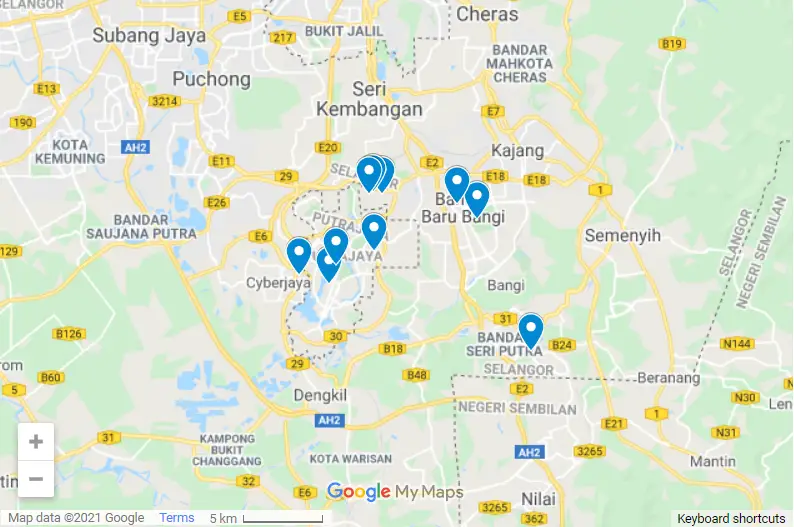 Best Hotels In Putrajaya map