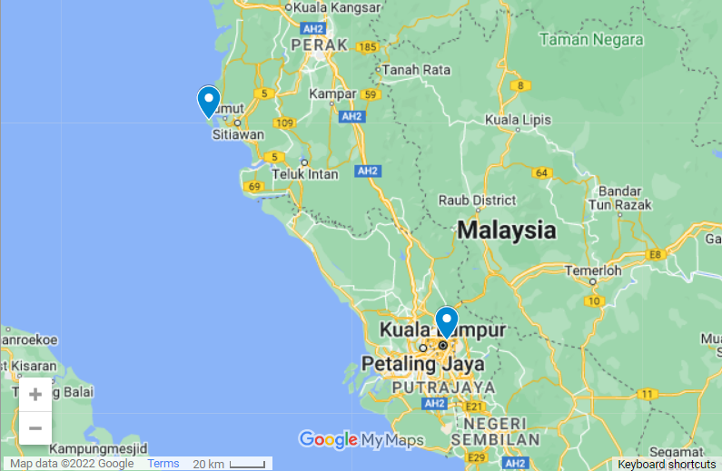 KL to Pangkor Map