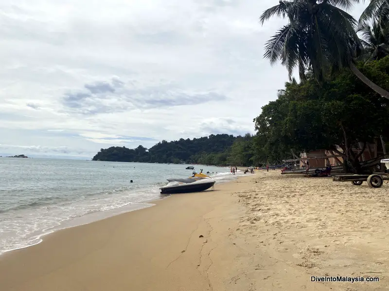 Pasir Bogak beach directly oppposite the AVI Pangkor Beach Resort