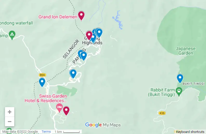 Things To Do In Genting Highlands map