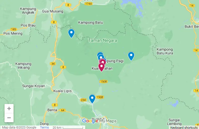 Things To Do In Taman Negara, Pahang map