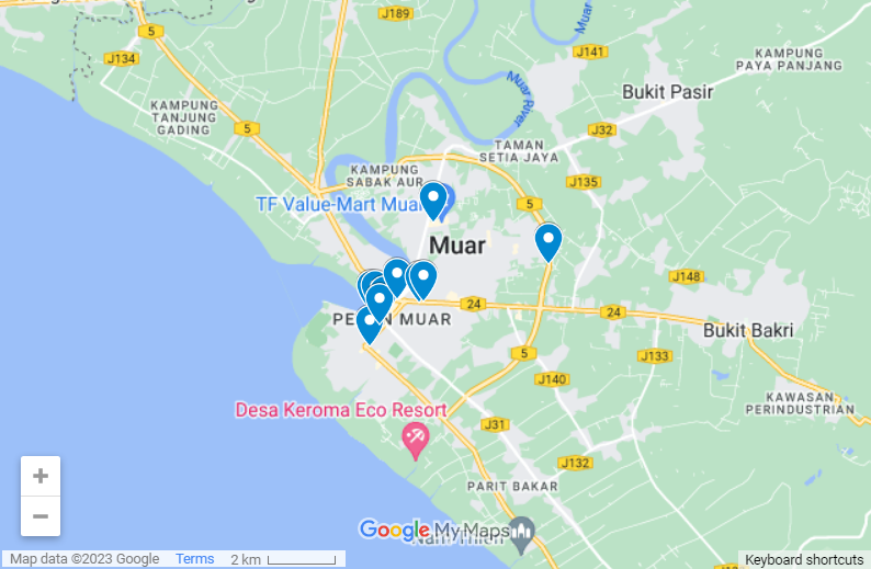 Best Hotels In Muar, Malaysia map