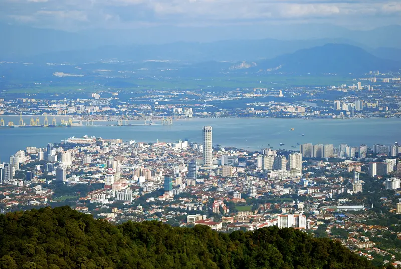 A secton of the view of George Town from Penang Hill
