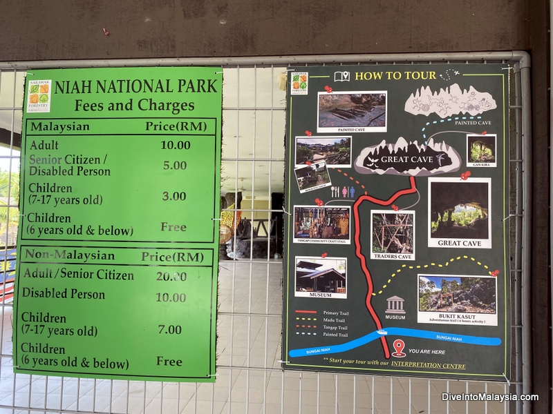 Niah Caves map and entry prices