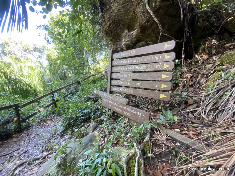 Bako National Park Telok Paku Trail turn off signs